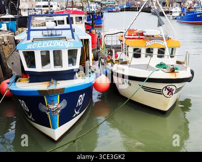 Fishing boats at Whitstable Harbour in Whitstable Kent England Stock Photo