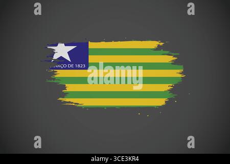 Paul States Flags of Brazil with Artistic Brushstroke Effect. Stock Vector