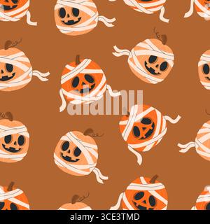 Halloween seamless pattern with pumpkins. Stock Vector