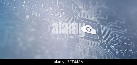 Cloud Enabling Scalable Solutions Illustrated on a Processor. Stock Photo