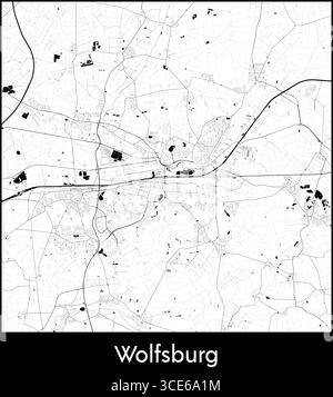 Wolfsburg city map, Germany - Topographic vector map poster Stock Vector