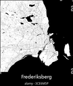 Frederiksberg city map, Denmark - Topographic vector map poster Stock Vector