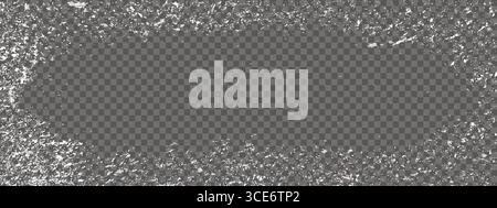 Frozen window frame. Ice crystal border and frosted glass texture for winter and holiday design Stock Vector