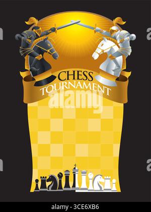 Vector of a chess tournament poster design layout, just need to put in your logo and details. Stock Vector