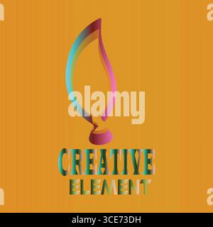 Creative Element Lamp Logo Design | Modern Light Bulb Symbol for Innovation, Ideas, and Branding Stock Vector