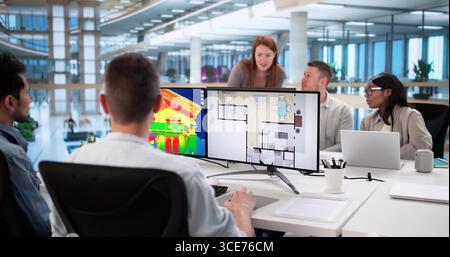 Diverse Construction Team Using Digital Tools To Renovate Real Estate. Stock Photo