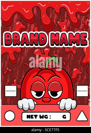 Paprika Strain Cartoon with Slime Background. Design For Logo, Label, Cover and Packaging Product. Stock Vector