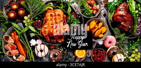 Christmas holidays table setting concept. Stock Photo