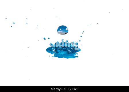 Close-up of water drop, Colorful water drop splash, Drop of water isolated on white background Stock Photo