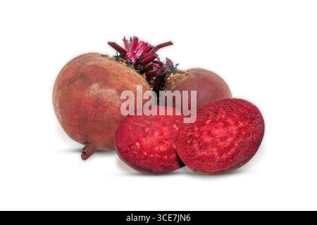 Red beets or beetroots on white background. Stock Photo