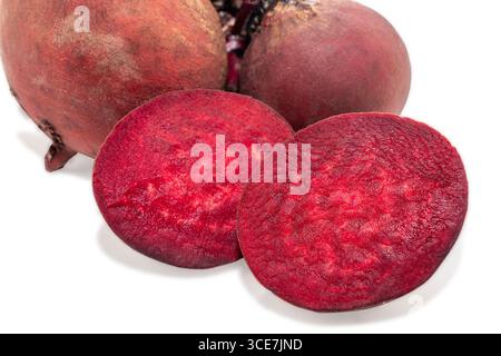 Red beets or beetroots on white background. Stock Photo