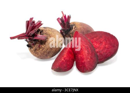 Red beets or beetroots on white background. Stock Photo