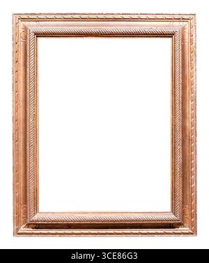 antique vertical carved wooden painting frame cutout on white background Stock Photo