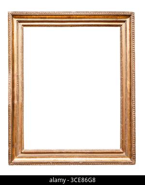 vertical classic golden picture frame cutout on white background Stock Photo
