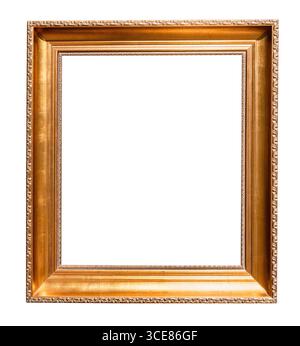 vintage vertical classic wide golden painting frame cutout on white background Stock Photo
