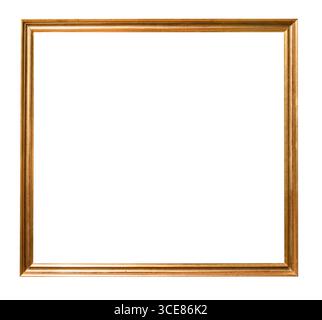 vintage simple square narrow wooden painting frame cut out on white background Stock Photo