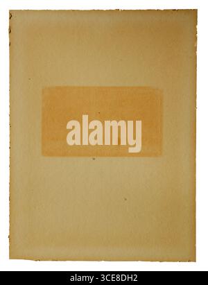Old grungy paper or cardboard texture, distressed and yellowed, book cover and paperwork template, free copy space.Isolated on white background. Stock Photo