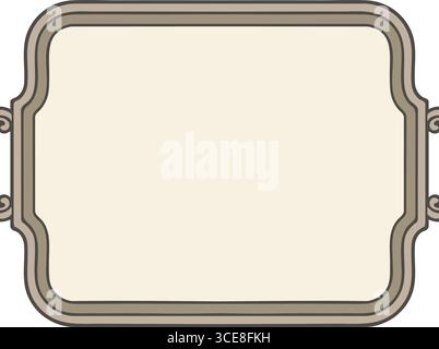 An ornate rectangular plaque with soft corners raised edges and small side mounts provides space for personalized text. Stock Vector