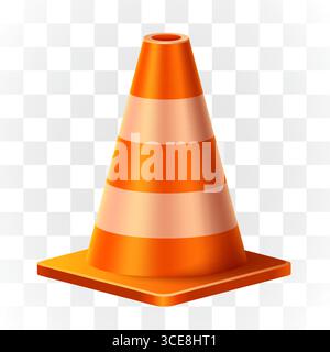Road cone isolated on transparent background. Vector illustration Stock Vector