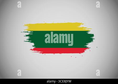 Lithuanian flag with a painterly, brushstroke effect. Stock Vector
