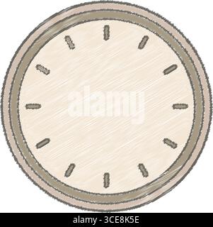 A minimal time dial shows twelve marks without numerals inside a metallic ring for a clean vintage feel. Stock Vector
