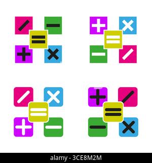 Mathematical symbols icon. Calculation signs set. Algebra equations concept. Arithmetic Vector pattern. EPS 10. Stock Vector