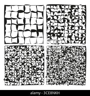 Four abstract seamless textures. Geometric stone mosaic. Grunge textured surfaces. Vector repeat patterns. EPS 10. Stock Vector