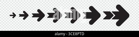 Series of Black Arrow Icons Showing Direction and Progression Stock Vector