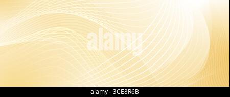 Yellow wavy lines create a dynamic abstract background with white lines and gradient effect. Stock Vector
