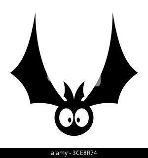 Cute Cartoon Bat with Spread Wings Vector. Perfect for Halloween decorations, party invitations, spooky themed graphics and childrens illustrations. Stock Vector