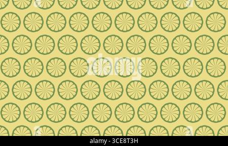 Elegant repeating pattern of stylized floral motifs in muted greens and yellows.  Perfect for backgrounds, textiles, or packaging design evokes feelin Stock Vector
