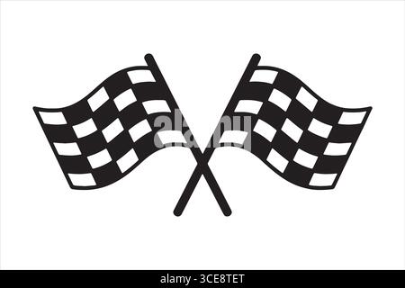 Crossed Checkered Racing Flags Icon Stock Vector