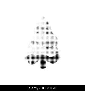 Snow-covered tree vector illustration in black and white halftone style. Minimal and peaceful winter design. Perfect for Christmas, forest scenes Stock Vector