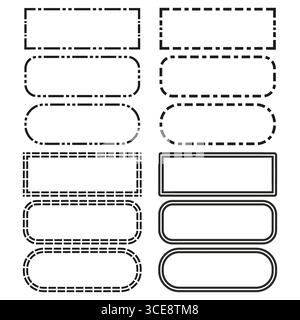 Dotted border frames. Dashed rectangle shapes. Outline design elements. Vector collection illustration. EPS 10. Stock Vector