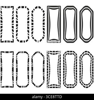 Dotted border frames. Dashed rectangle shapes. Outline design elements. Vector collection illustration. EPS 10. Stock Vector