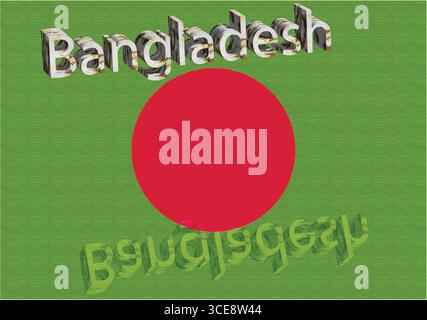 Bangladesh National Flag, Green Field with Red Circle, Symbol of Independence and Freedom Stock Vector