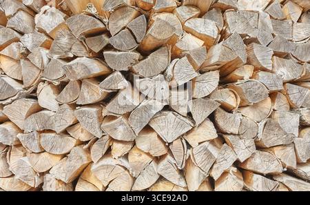 Chopped wood for the fireplace, natural background. Stock Photo