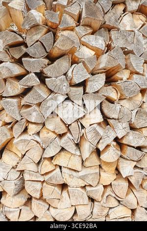 Chopped wood for the fireplace, natural background. Stock Photo