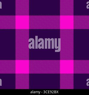 Vibrant plaid pattern in shades of purple and pink. Modern, bold, and graphic design suitable for backgrounds, textiles, or creative projects. Stock Vector