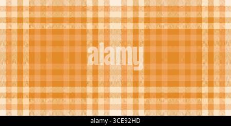 Fashioned plaid textile tartan, christmas pattern check vector. T-shirt fabric seamless background texture in orange and sandy brown colors palette. Stock Vector
