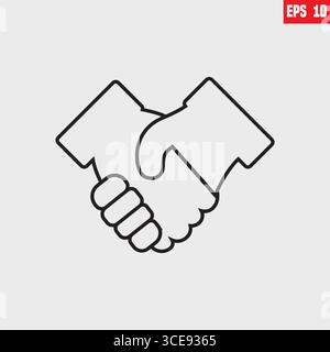 Handshake line icon agreement, deal, Perfect pixel isolated on clean white background, Editable stroke Stock Vector