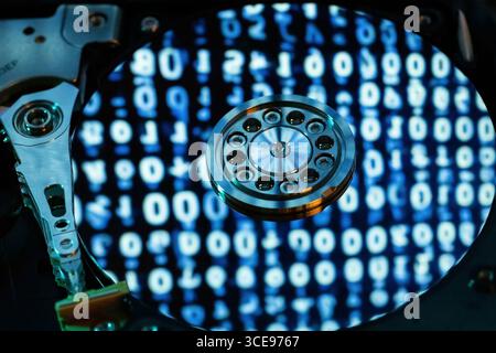 A close-up of a hard disk with an abstract reflection Stock Photo