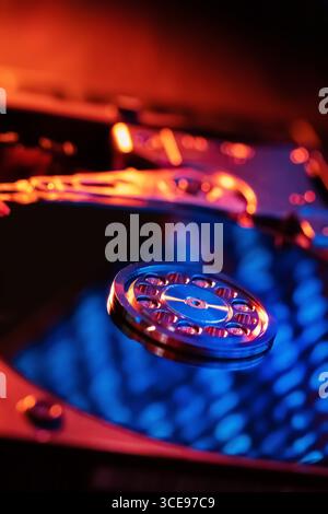 A close-up of a hard disk with an abstract reflection Stock Photo