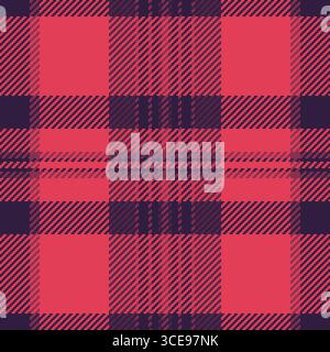 Detailed seamless plaid pattern. Classic tartan texture in shades of pink and purple. Ideal for backgrounds, fabrics, or graphic design projects. Stock Vector