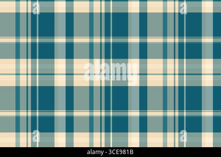 Stylish plaid pattern in teal and beige. Versatile background for design, textile, or graphic projects. Evokes comfort, classic style, and retro theme Stock Vector