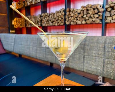 Las Vegas, Nevada - May 20, 2022: A martini on a restaurant table in Las Vegas Stock Photo