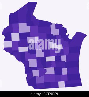 Map of Wisconsin with counties. A simple state border map with county ...