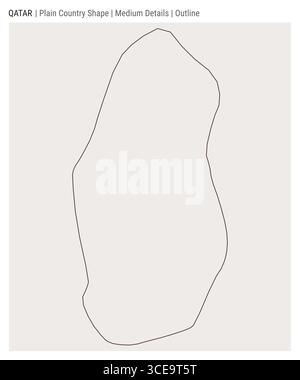 Qatar plain country map. Medium details. Outline style. Shape of Qatar. Vector illustration. Stock Vector