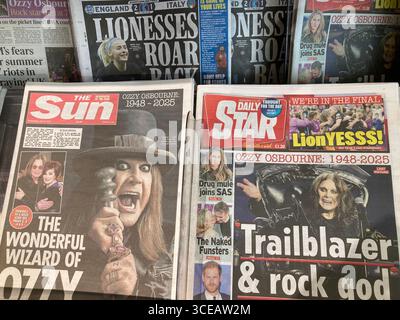 UK newspapers widely report rock icon Ozzy Osbourne 19482025 passed away at the age of 76 Stock Photo