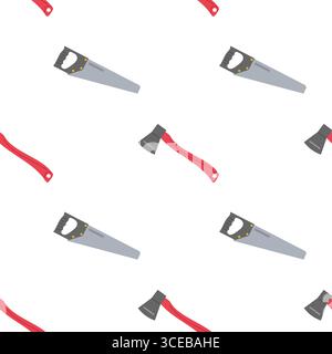 Tools for woodworking displayed in a repeating pattern against a simple background Stock Vector
